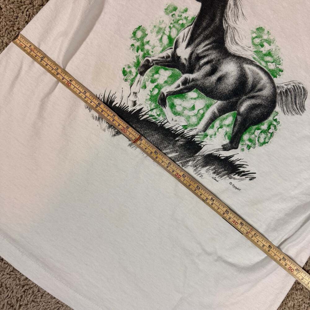 Vintage Horse Graphic T Shirt USA Made Fruit Of The Loom‎ BEST Tag L White Tee - Picture 6 of 6